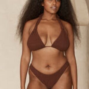 MONDAY SWIMWEAR - Shaded Oak Crinkle Top (L/V) + Bottom (M)